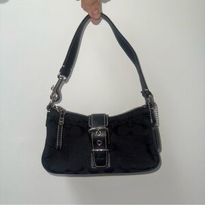 COACH Vintage Demi Hampton Shoulder Bag Black C Buckle Y2K